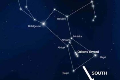 orion's belt points to it