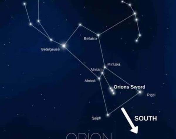 orion's belt points to it