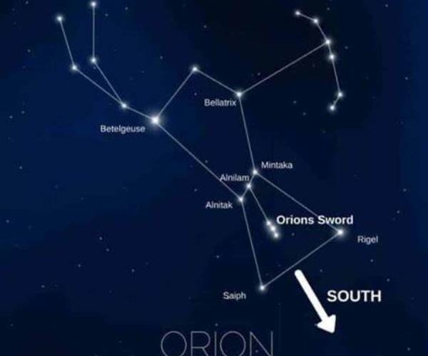 orion's belt points to it